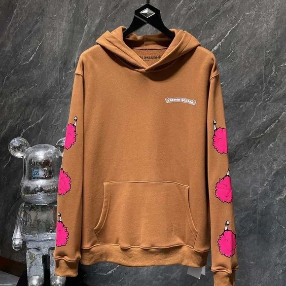 Chrome Hearts Marty Boy Tan Hoodie with Pink Graphics - Picture 2 of 9